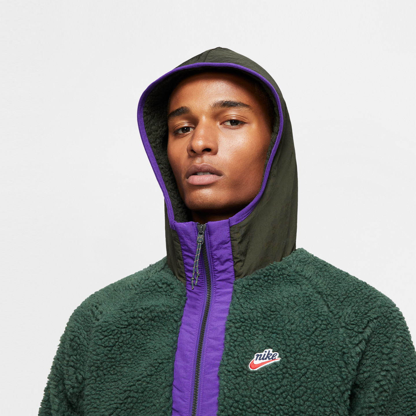 Nike NSW Sherpa Half-Zip Hoodie Galactic Jade / Sequoia / Kumquat BV3766-337-L