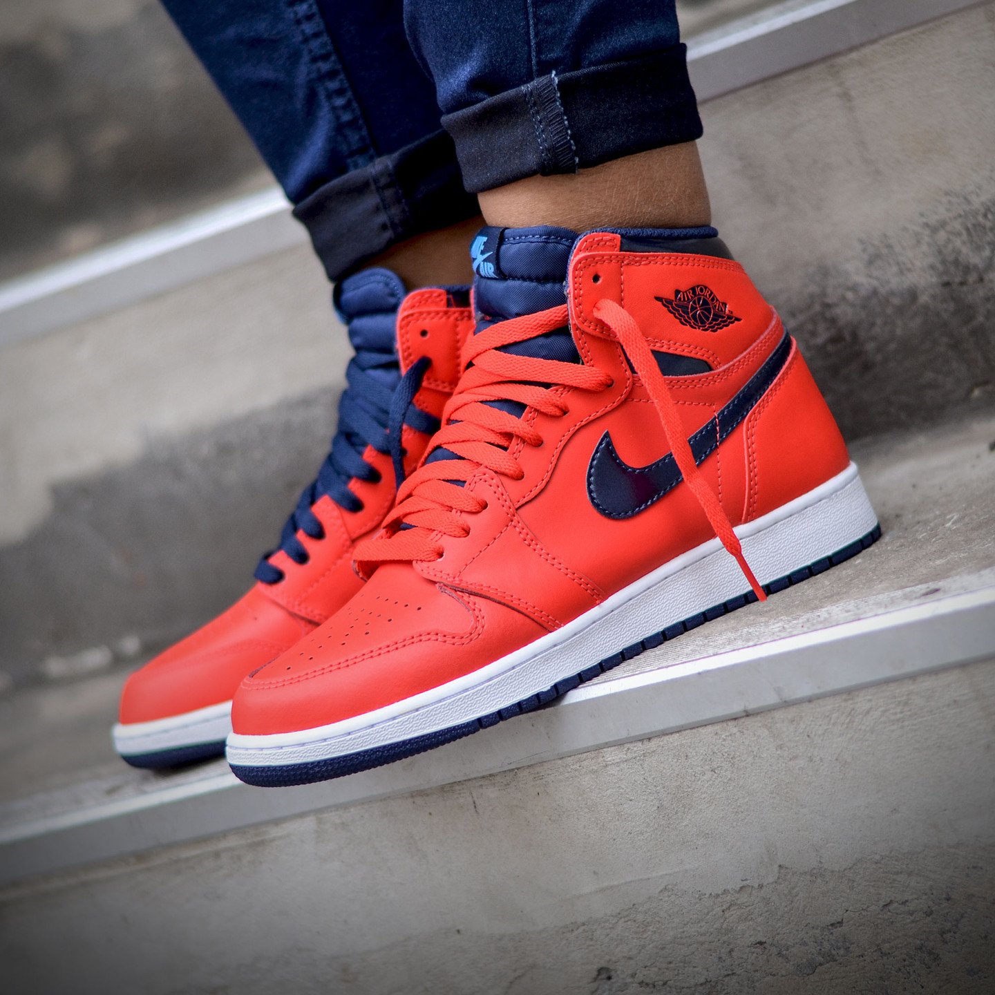 Nike Air Jordan 1 Retro High OG 'Letterman' Light Crimson / University Blue 555088-606-47.5