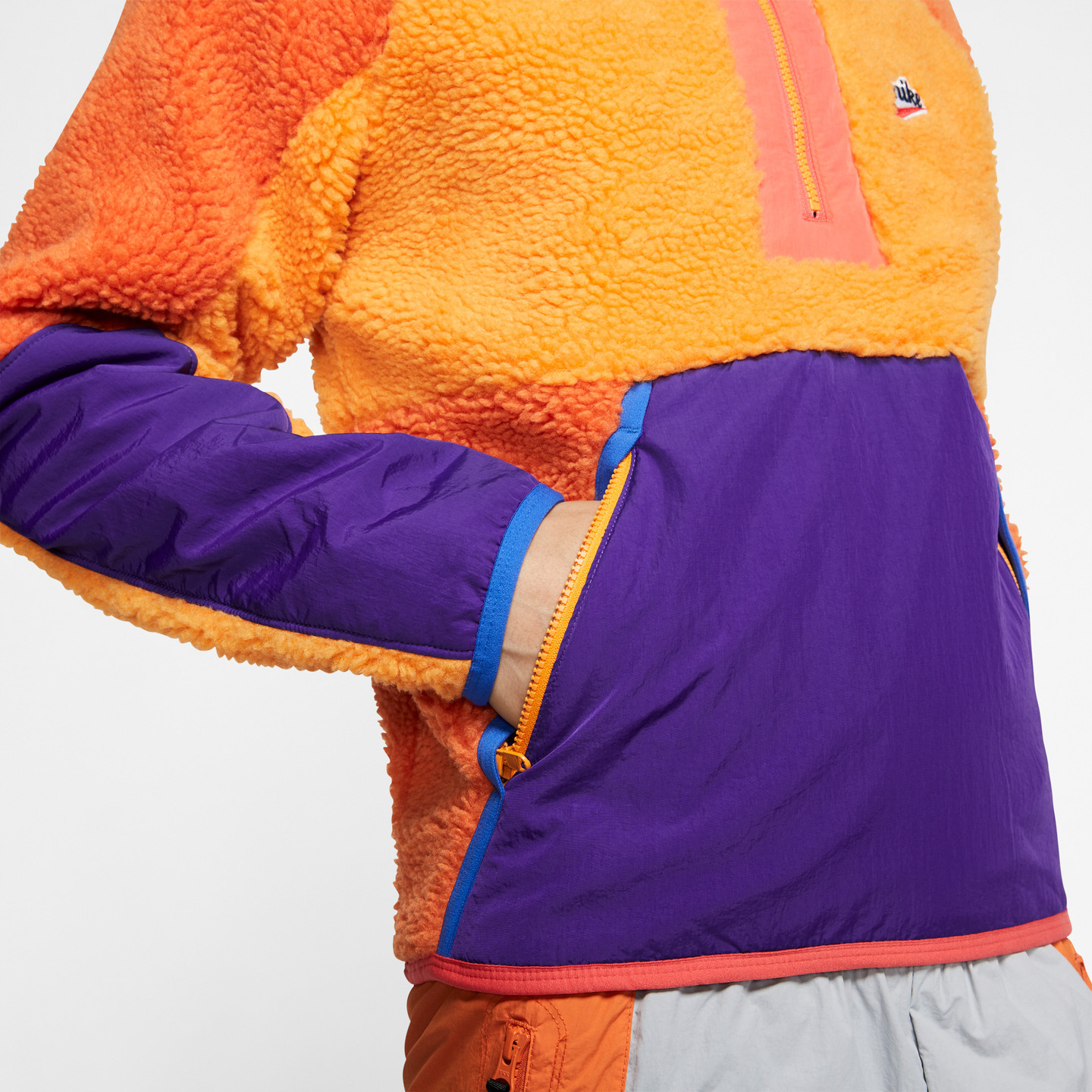 Nike NSW Sherpa Half-Zip Hoodie Kumquat / Court Purple / Starfish BV3766-886-XL