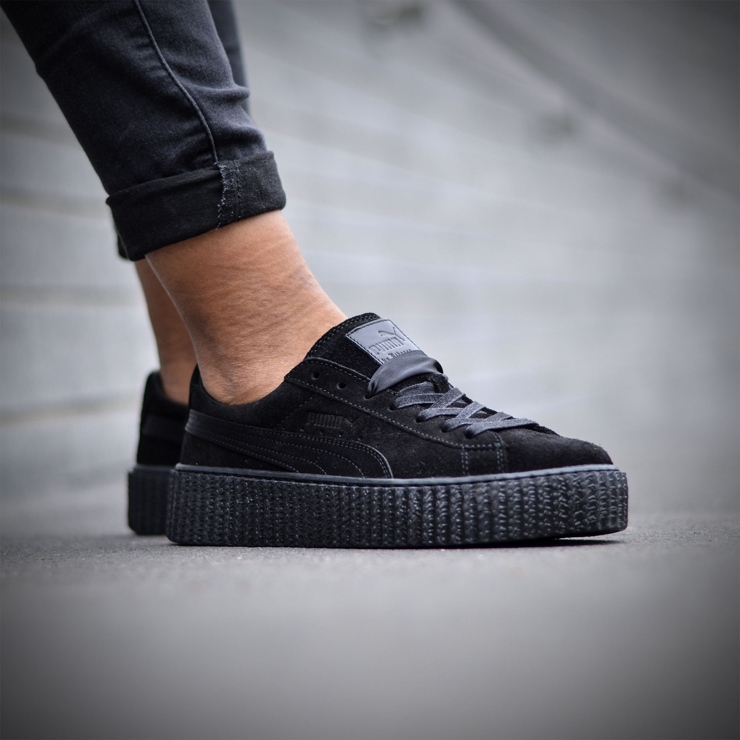 Puma Rihanna Suede Creepers Satin Triple Black 362268 01-37.5