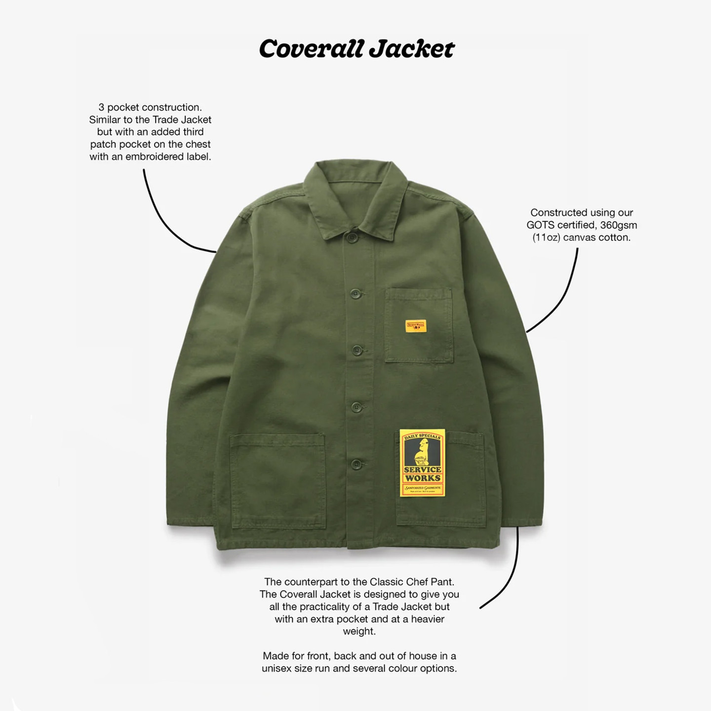 Service Works Coverall Jacket Olive / Orange SW-SS24-1039-XL
