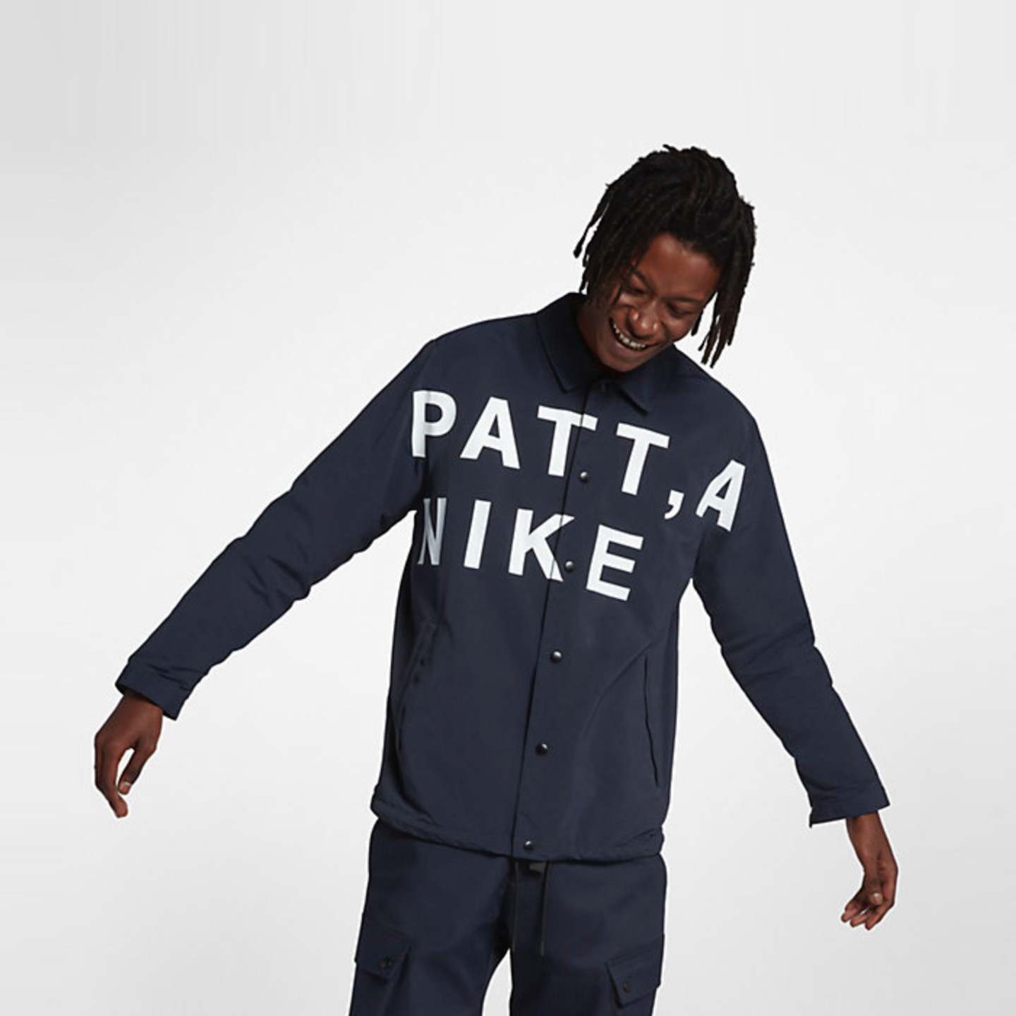 Nike Coach Jacket x Patta Dark Obsidian / White / Mars Stone / Black AH6488-476-XL
