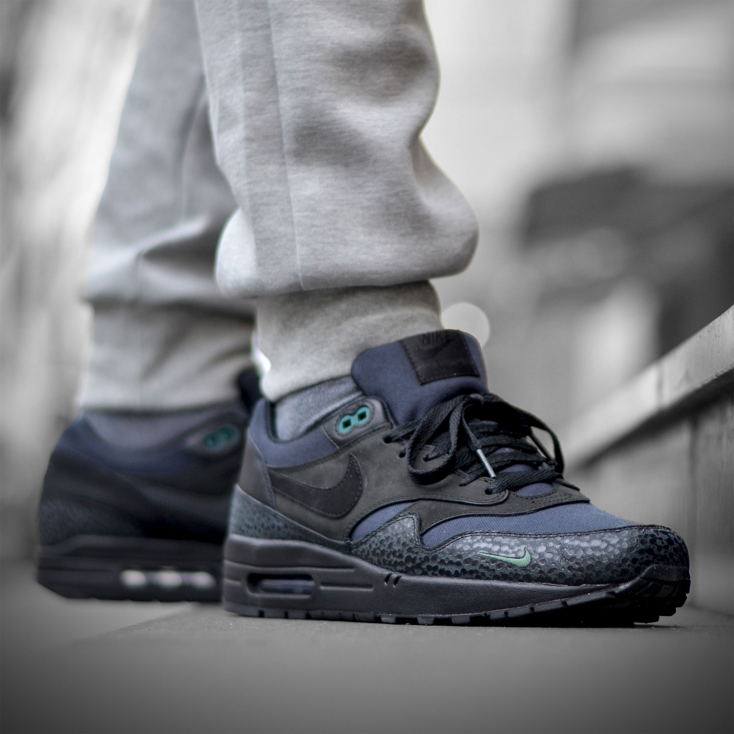 Nike Air Max 1 Premium 'Bonsai Safari' Black / Black / Bonsai 512033-030-44.5