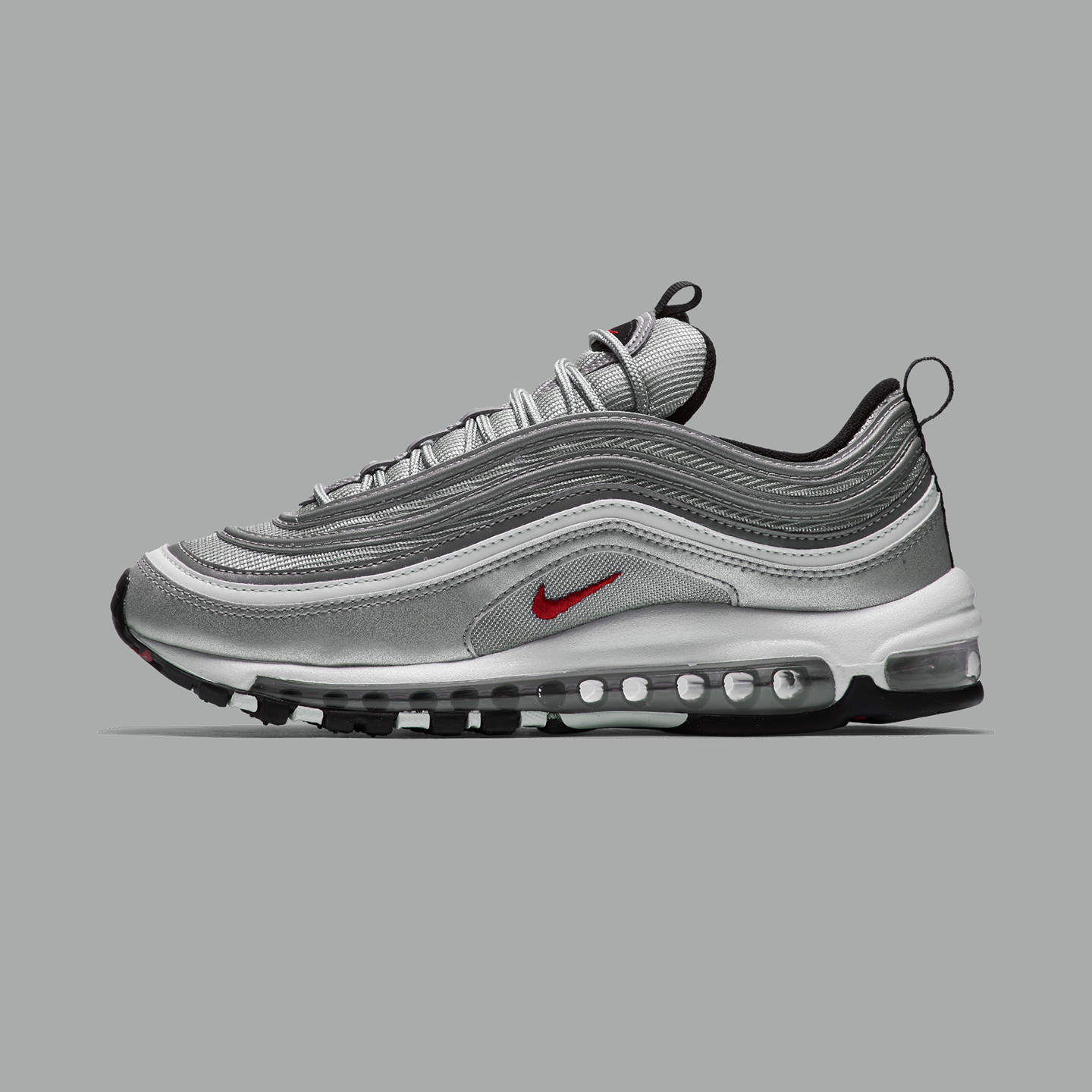 Nike Wmns Air Max 97 OG QS 'Silver Bullet' Metallic Silver / Varsity Red 885691-001-39