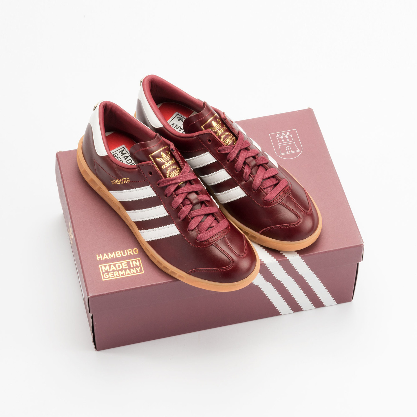 Adidas Hamburg - Made in Germany Burgundy / White / Gold / Gum S31603-42