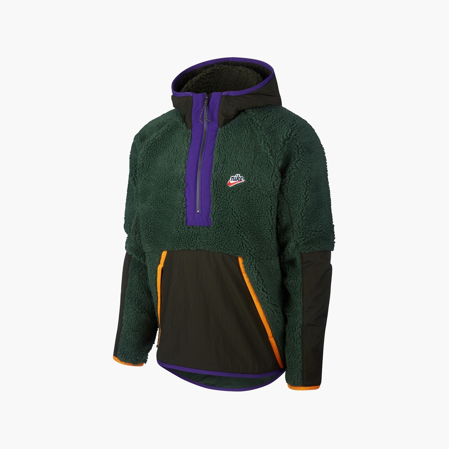 Nike NSW Sherpa Half-Zip Hoodie Galactic Jade / Sequoia / Kumquat BV3766-337-XL