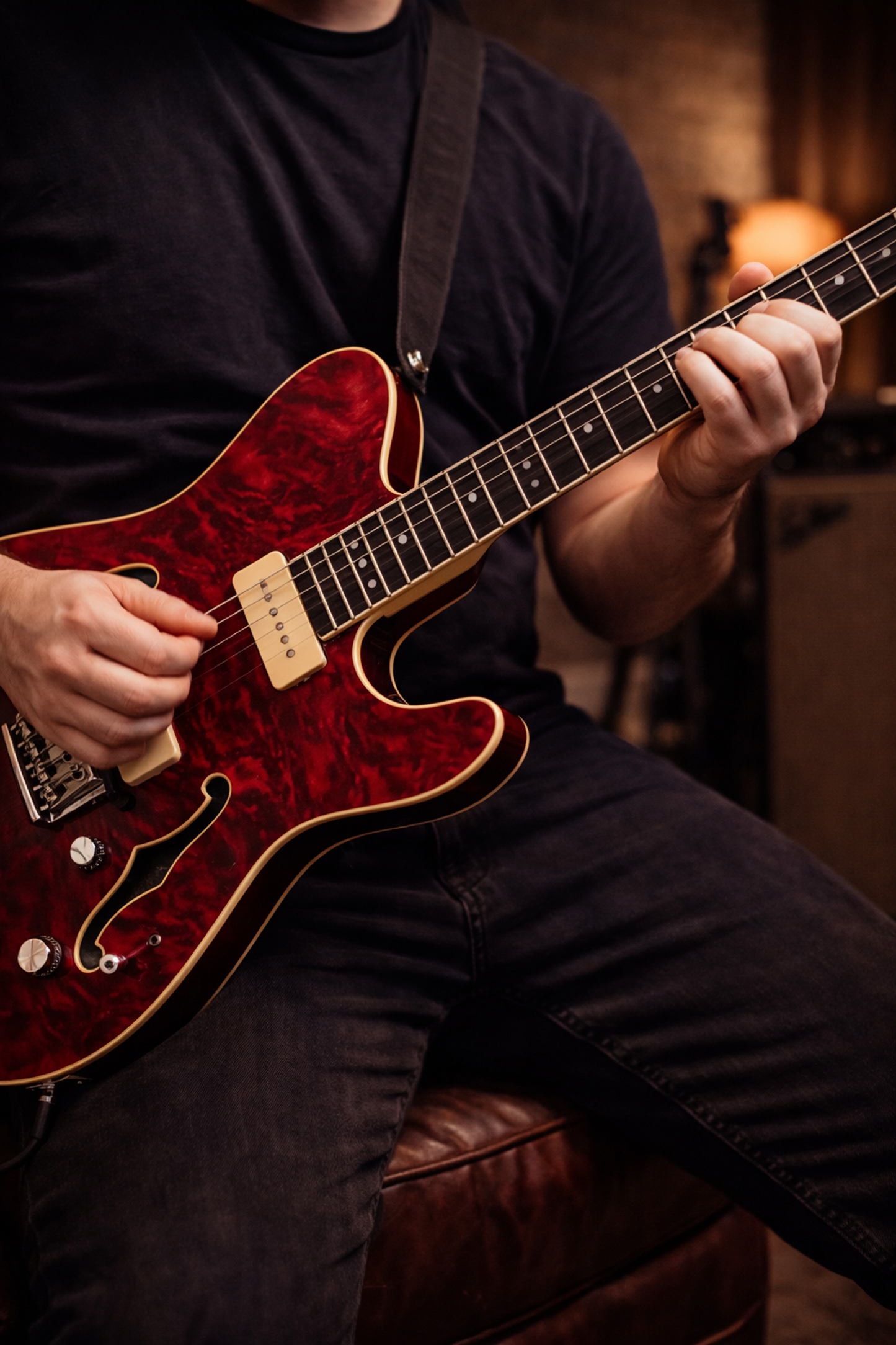 Harley Benton TE-90QM LH Trans Red