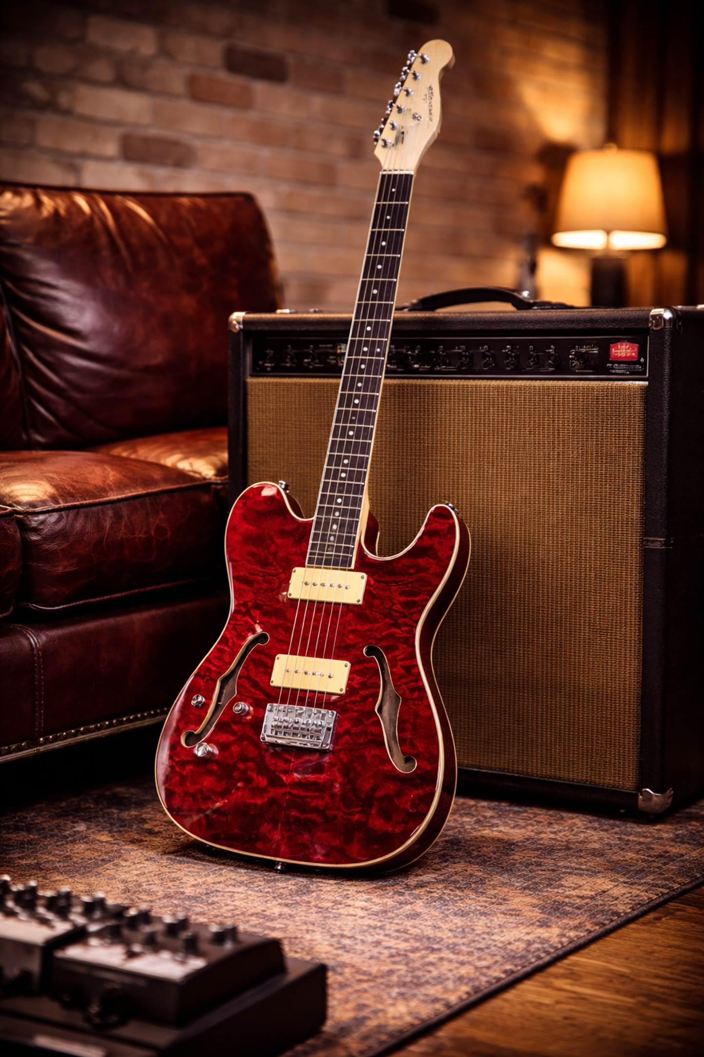 Harley Benton TE-90QM LH Trans Red