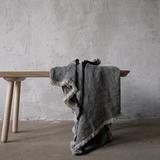 Leinen Plaid rustikal grau 135x250 cm