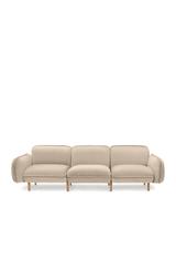 3er Designersofa BEAN in hellbeige mit modularem Aufbau 