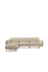 Modulares Designersofa BEAN mit Pouf in hellbeige im skandinavischen Stil