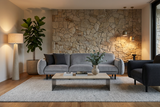 Modulares Designersofa BEAN mit Pouf in grau im skandinavischen Stil