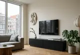 TV - Schrank RIFF - 218cm - schwarz mit geriffelten Türfronten