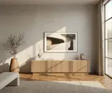Massivholz-TV-Board mit geriffelten Türfronten
