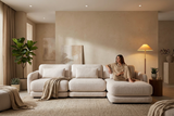 Modulares Sofa beige 3er mit Liegefläche