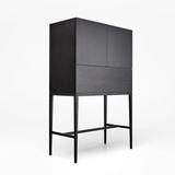Highboard-Kommode Massivholz schwarz minimalistisches Design für Arbeitszimmer und Flur