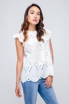 Bluse mit Rüschen und Lochmuster