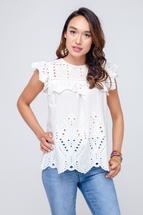 Bluse mit Rüschen und Lochmuster