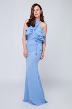 Neckholder Kleid mit Volants