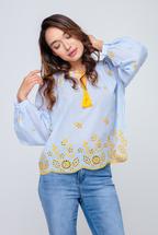 Bluse mit Schnürung und Lochmuster