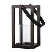 Lyra Laterne mit Glas, Schwarz, Kiefer