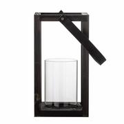Lyra Laterne mit Glas, Schwarz, Kiefer