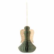 Papier Engel Ingi Ornament, grün H:13 cm