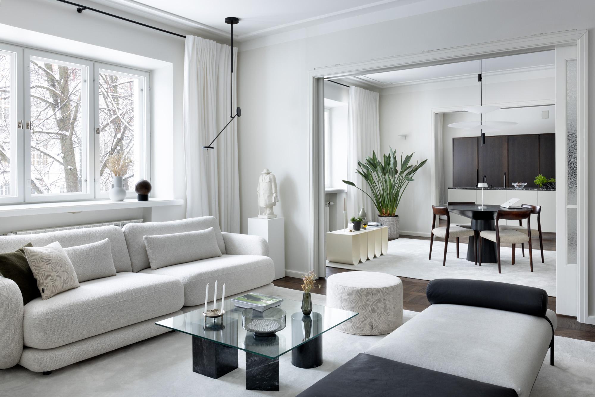 Wohnzimmer schwarz weiß einrichten Gemütliches Designer Sofa