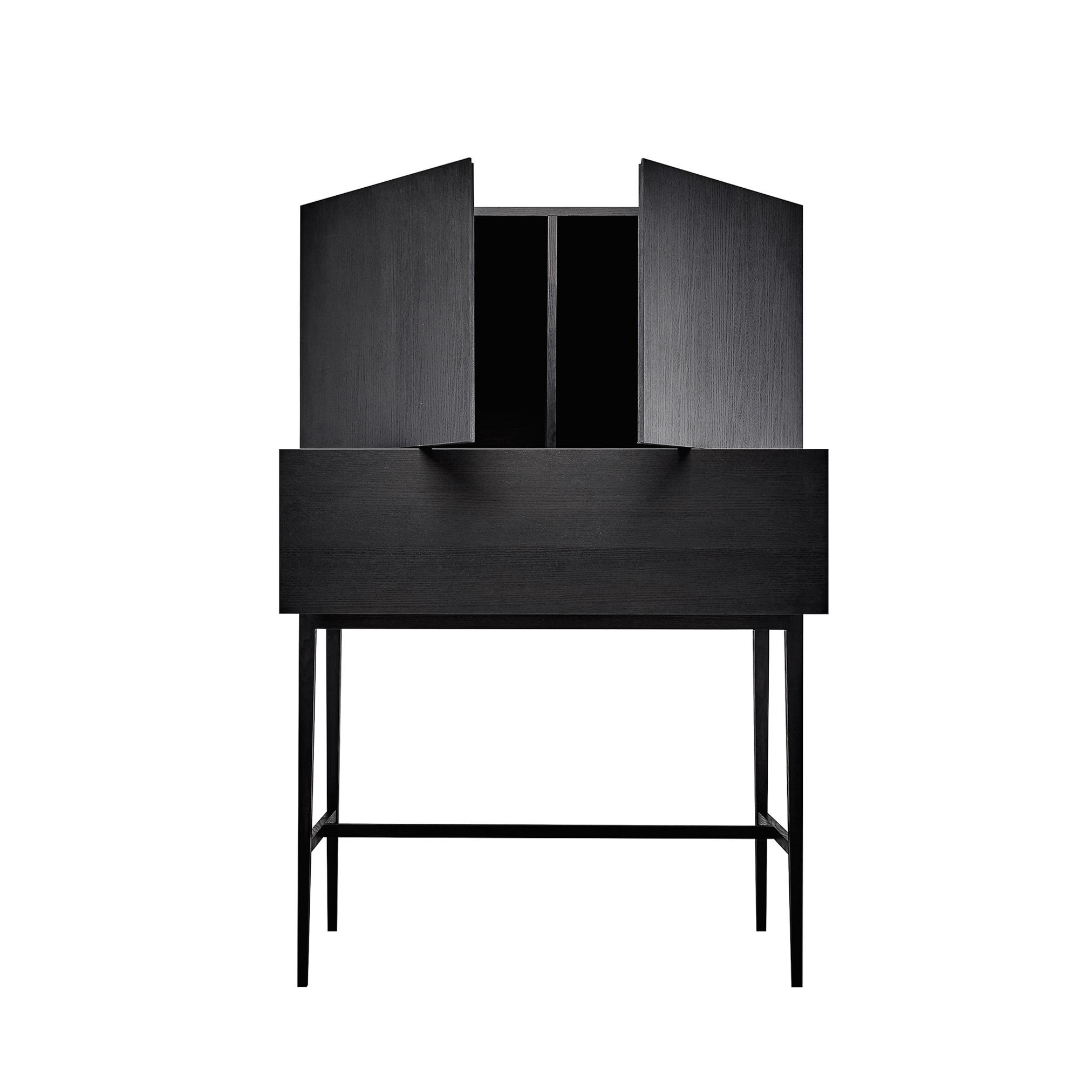 Highboard-Kommode Massivholz schwarz minimalistisches Design
