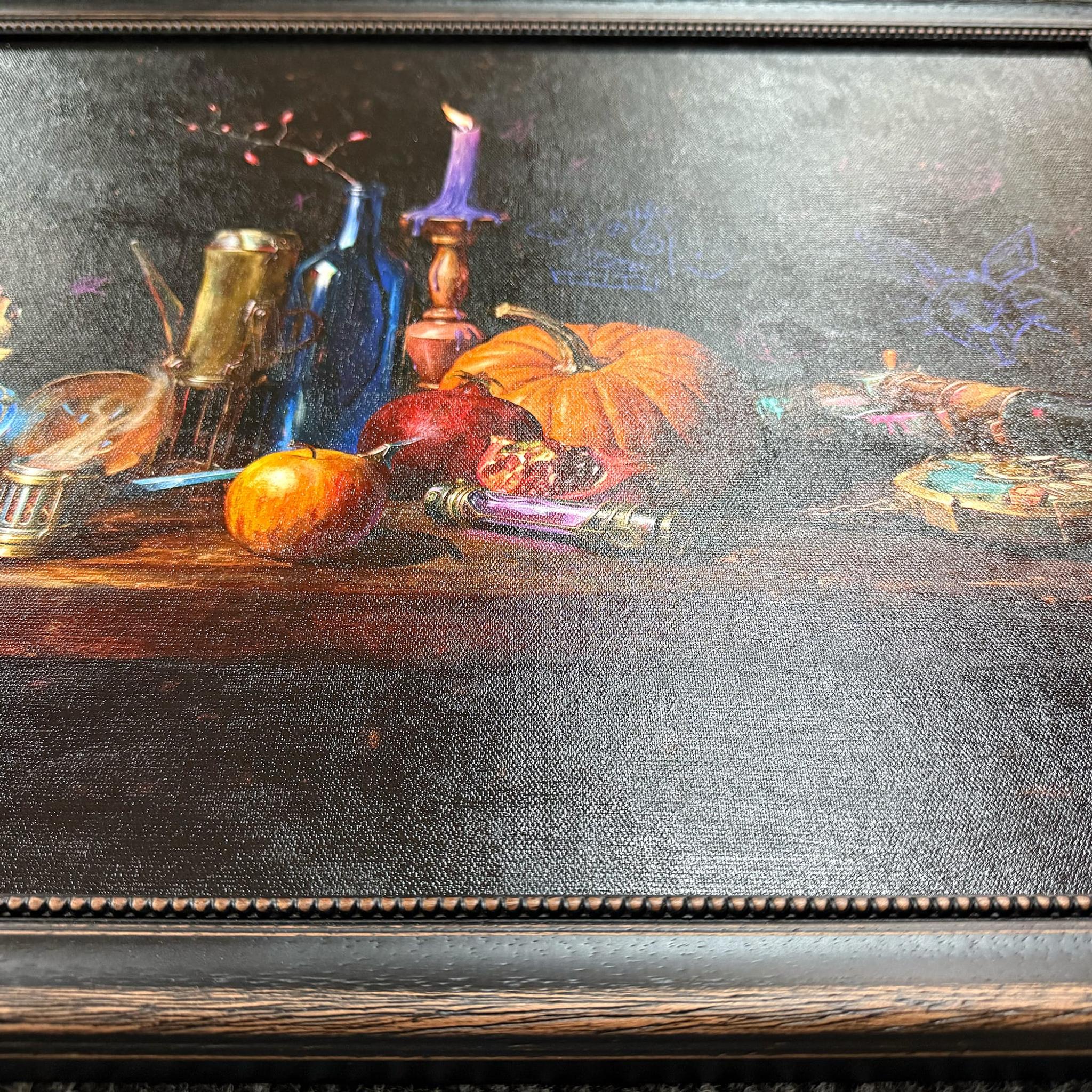 Stillleben Serie: Arcane / "Neo" Gold Edition gerahmtes Leinwandbild