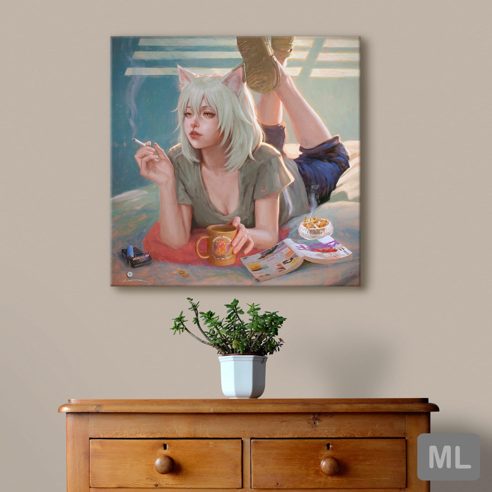 Yani Neko Square Canvas Print
