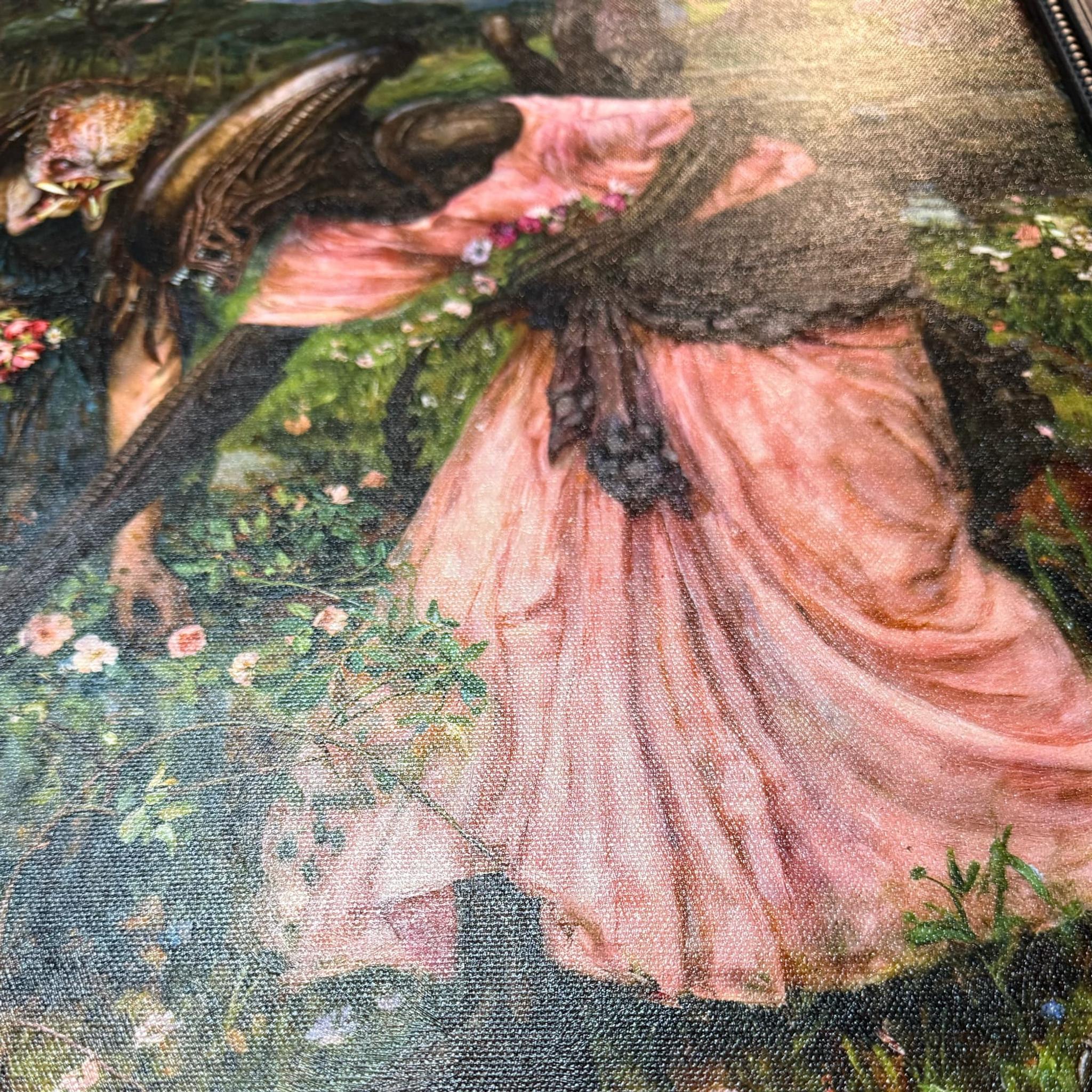 Xeno & Predi picking flowers / "Neo" Gold Edition gerahmtes Leinwandbild