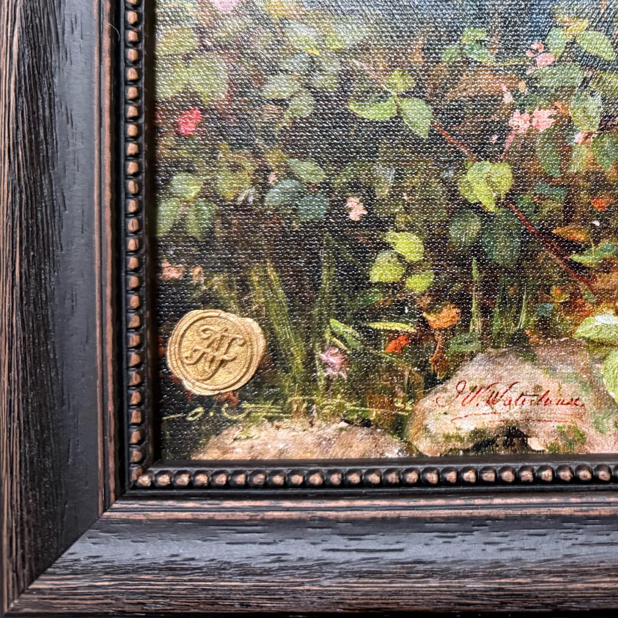 Xeno & Predi picking flowers / "Neo" Gold Edition gerahmtes Leinwandbild