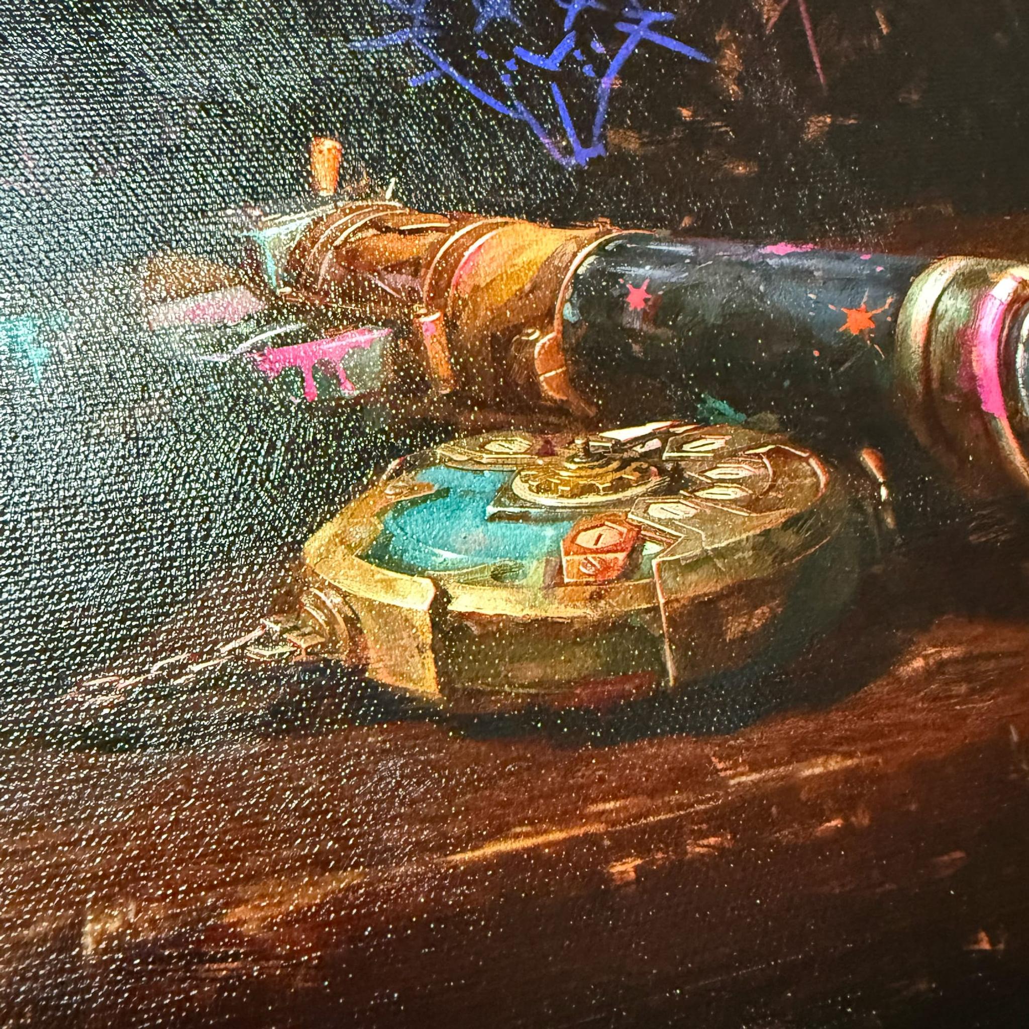 Stillleben Serie: Arcane / "Neo" Gold Edition gerahmtes Leinwandbild