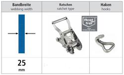 Zurrgurt 2-teilig 250 kg NIRO-Spitzhaken NIRO-Ratsche