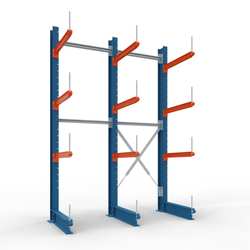 Kragarmregal, 2 Felder und 3 Armebenen | 1.000 kg je Arm H 3,0 m | L 2,4 m | T 0,92 m