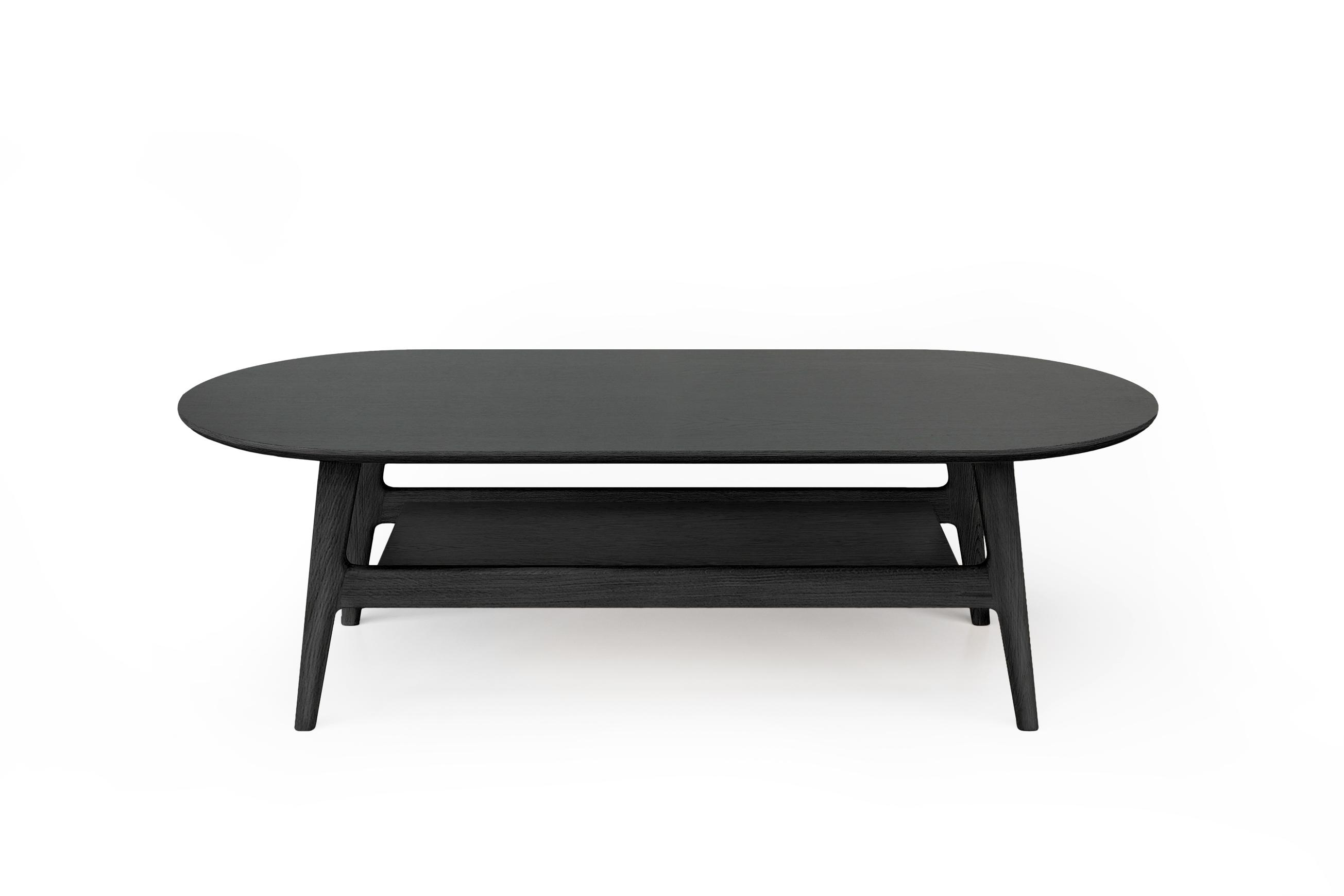 Ovaler Couchtisch mit Ablagefläche schwarz