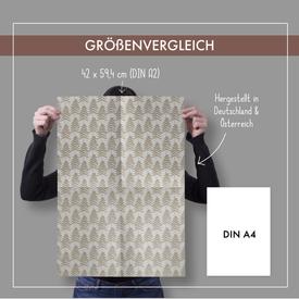 Geschenkpapier-Set: Moderne Tannenbäume (Weihnachten, grau-braun, edel) | 4 Bögen Geschenkpapier + 4 Geschenkanhänger | Artikelnummer: 4260615912259