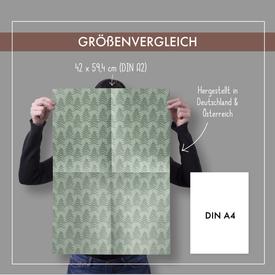 Geschenkpapier-Set: Moderne Tannenbäume (Weihnachten, grün-braun, edel) | 4 Bögen Geschenkpapier + 4 Geschenkanhänger | Artikelnummer: 4260615912266