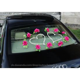 Autodekoration Hochzeit Rosen und Rattan Herzen  |  | Artikelnummer: 93111687