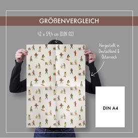 Geschenkpapier-Set: Menschen im Wintertrubel (Weihnachten, Diversity) | 4 Bögen Geschenkpapier + 4 Geschenkanhänger | Artikelnummer: 4260615912235