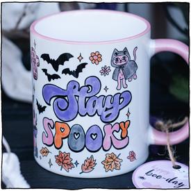Halloween Tasse Stay Spooky Rosa | Wieviele Katzen findest du auf der Tasse? | Artikelnummer: StaySpookyTasseRosa