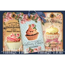 3xA4 Anhänger/Tags Cupcake -A026- Digital download  |  | Artikelnummer: 48374894