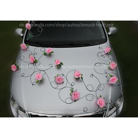 Blumenschmuck Weiss Hochzeitsauto Schwarz Pink  |  | Artikelnummer: 95791239