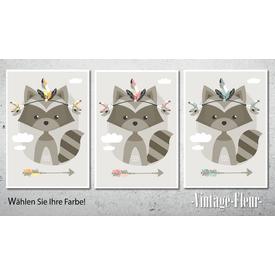 Kinderzimmer Poster A4 / A3, Tribal Waschbär  |  | Artikelnummer: 119139511