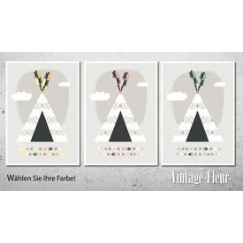 Kinderzimmer Wandbild, Poster A4 / A3, Teepee  |  | Artikelnummer: 119139999
