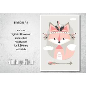 Kinderzimmer Wandbild, Poster A4/A3, Tribal Fuchs  |  | Artikelnummer: 119139463