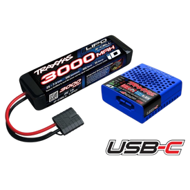 Traxxas USB-C 4A Lader + LiPo 3000mAh 2s 7,4V Set TRAXXAS mit iD-Akkuerkennung  |  | Artikelnummer: TRX2985-2S