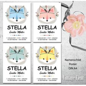 Kinderzimmer Wandbild A4 / A, Geburtsanzeige Fuchs  |  | Artikelnummer: 119965199