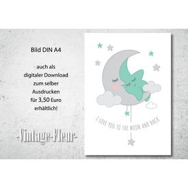 Kinderzimmer Wandbild Poster A4/A3, Mond und Stern  |  | Artikelnummer: 118655231